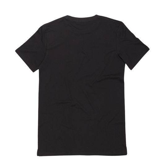Custom Menโs & Womenโs Tall Short Sleeve T-Shirt in Black โ Back View on White Background, Tall Fit, Premium Organic Cotton | CustomWhiz