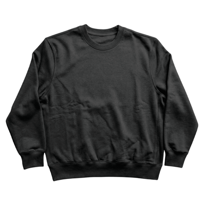 Custom Men’s & Women’s Oversized Crew Neck Sweatshirt in Black – Front View on White Background, Oversized Crew Neck Sweatshirt, Terry Cotton | CustomWhiz