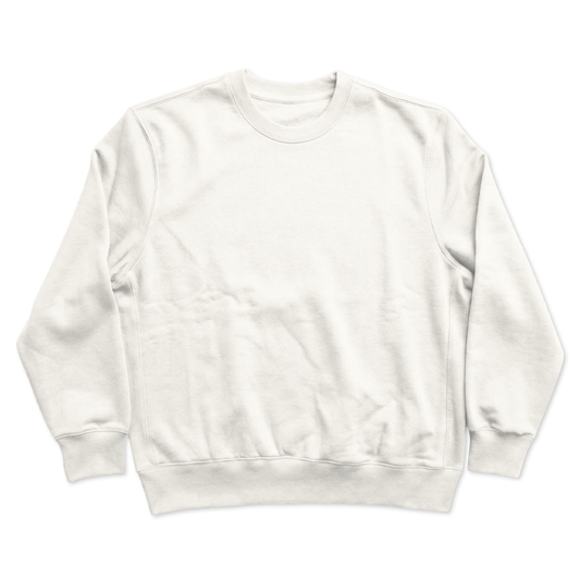 Custom Men’s & Women’s Oversized Crew Neck Sweatshirt in White – Front View on White Background, Oversized Crew Neck Sweatshirt, Terry Cotton | CustomWhiz