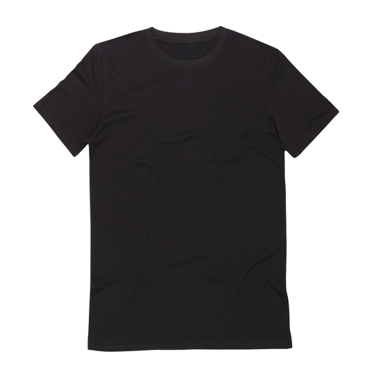 Custom Men’s & Women’s Tall Short Sleeve T-Shirt in Black – Front View on White Background, Tall Fit, Premium Organic Cotton | CustomWhiz
