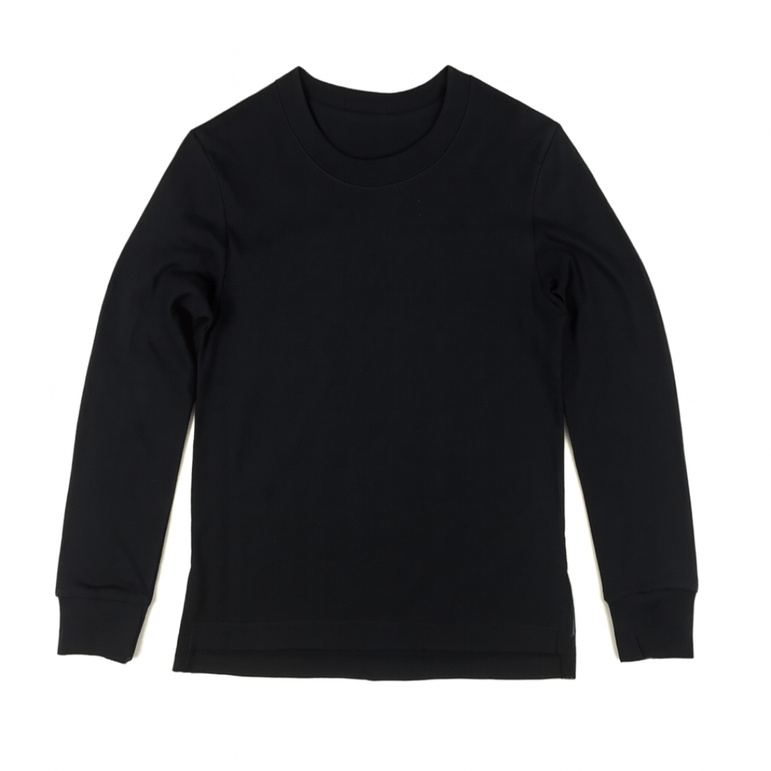 Kids Cotton Longsleeve T-Shirt KUD428 Flat Lay Black - Front View