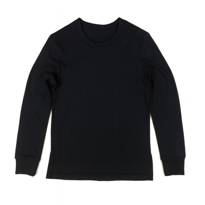 Kids Cotton Longsleeve T-Shirt KUD428 Flat Lay Black - Front View