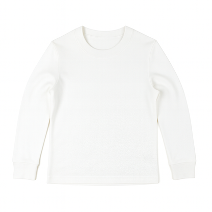 Kids Cotton Longsleeve T-Shirt KUD428 Flat Lay White Front View